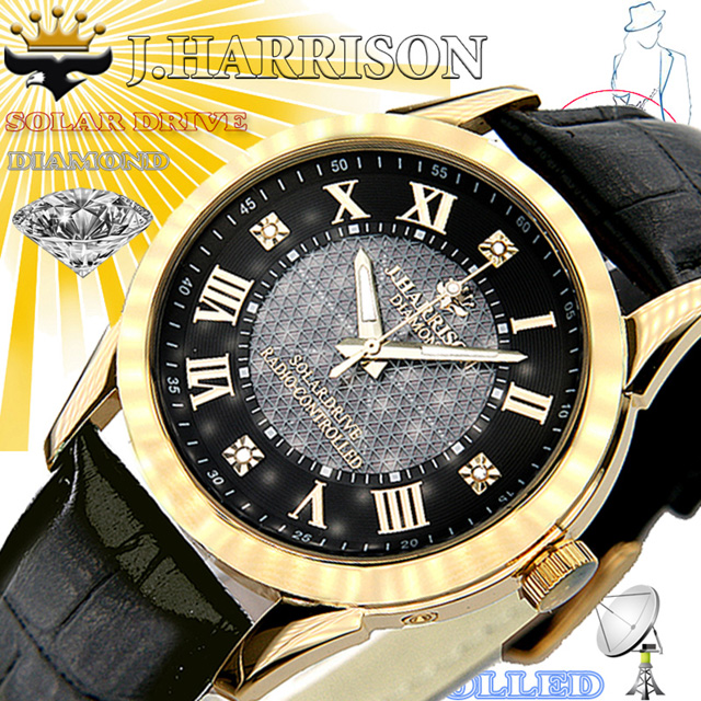 ジョン・ハリソン/J.HARRISON/腕時計（リスト・ウオッチ/リストウオッチ）/メンズ/4石天然ダイヤモンド付・ソーラー電波時計/JH-085MGB