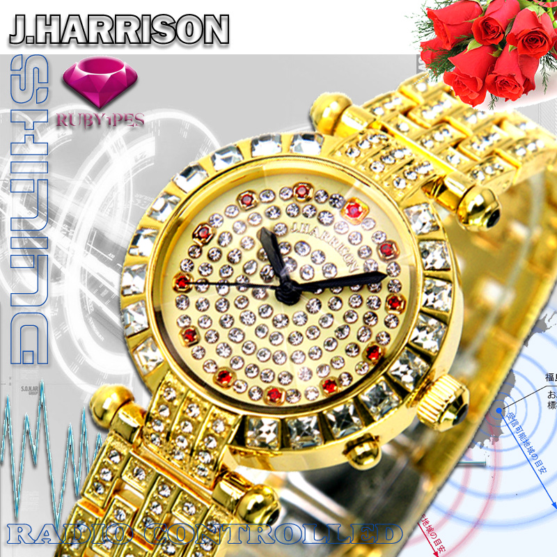 ジョン・ハリソン/J.HARRISON/腕時計（リスト・ウオッチ/リストウオッチ）/4石天然ダイヤモンド付・ソーラー電波時計(婦人用)/JH-096LGB
