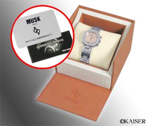 MUSK（ムスク）／腕時計（リスト・ウオッチ）／クロノグラフ腕時計（リスト・ウオッチ）／ブルガリ・ビー・ゼロ・ワン・モデル（B-ZERO1）／オールステンレス／シルバー＋シャイニング・ピンク×ブラック／セット