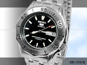 セイコー（SEIKO）／腕時計（リスト・ウオッチ）／SK/SNK031K／オートマティック腕時計（リスト・ウオッチ/リストウオッチ）／５　スポーツ（ファイブ・スポーツ）／オールステンレス／シルバー＋ブラック×ホワイト／フェイスの拡大