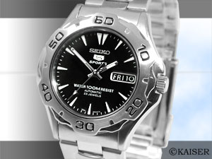 セイコー（SEIKO）／腕時計（リスト・ウオッチ）／SK/SNZ301K／オートマティック腕時計（リスト・ウオッチ/リストウオッチ）／５　スポーツ（ファイブ・スポーツ）／オールステンレス／シルバー＋ブラック×ホワイト／フェイスの拡大